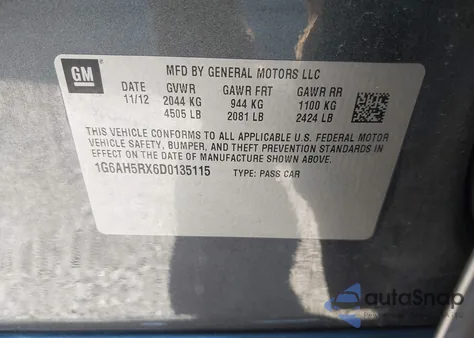 2013 Cadillac Ats Luxury z USA, uszkodzony, nr VIN 1G6AH5RX6D0135115